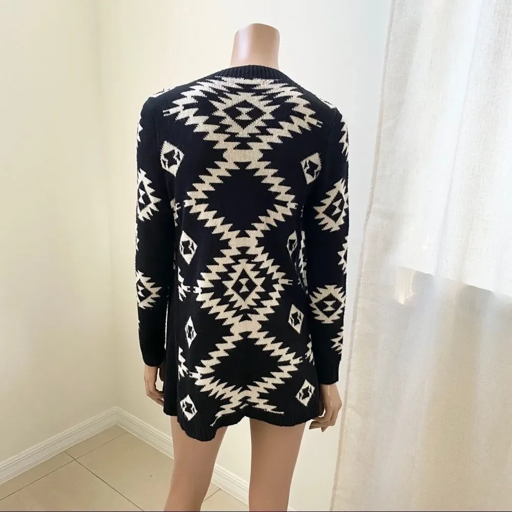 Lulumari Aztec tribal pattern open cardigan S/M